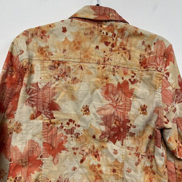 Coldwater Creek Embroidered Floral Jacket PM Petite M Cottagecore Fall Layer - Picture 4 of 12
